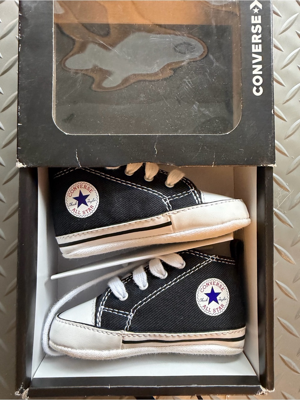 Converse Kids Black and White High-Top Sneakers size 3c
